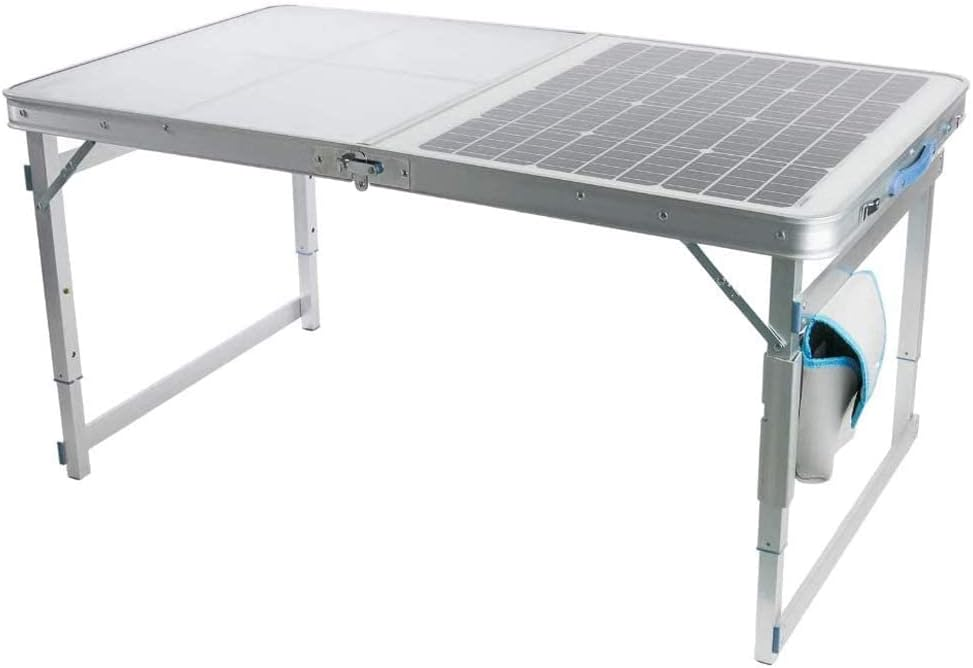 solar powered folding table with integrated solar panel