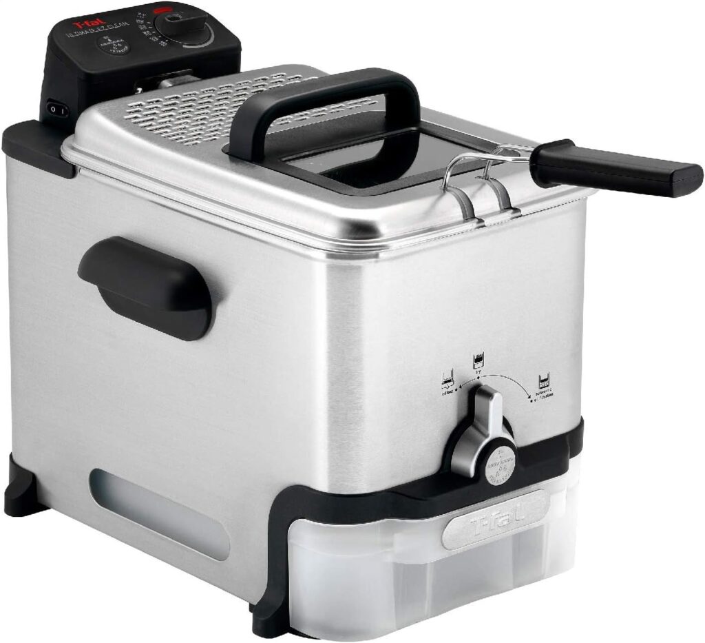 T-fal FR8000 Ultimate Clean Deep Fryer with automatic oil filtration and basket for family-size meals