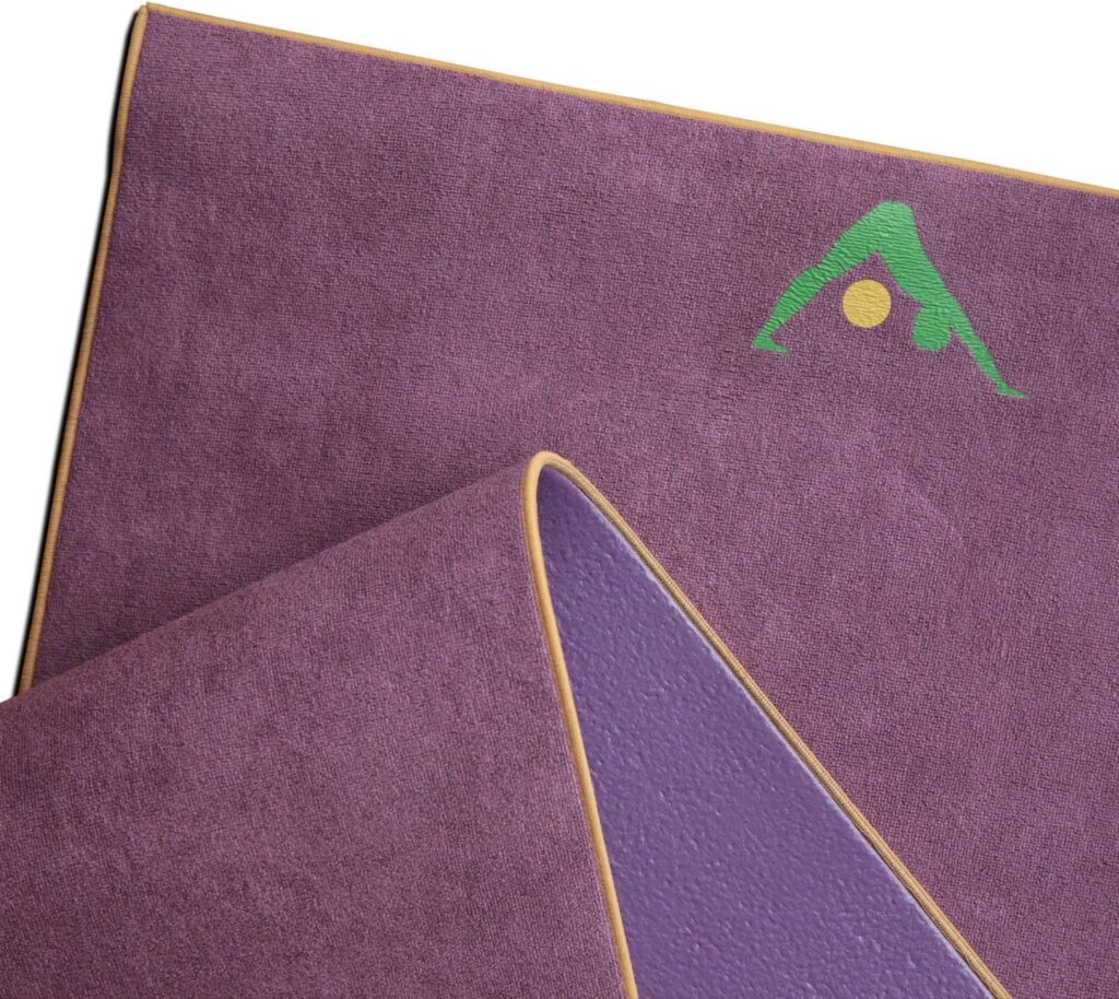 Aurorae Synergy 2-in-1 Yoga Mat with integrated non-slip microfiber towel, 5mm thick, PER bottom surface