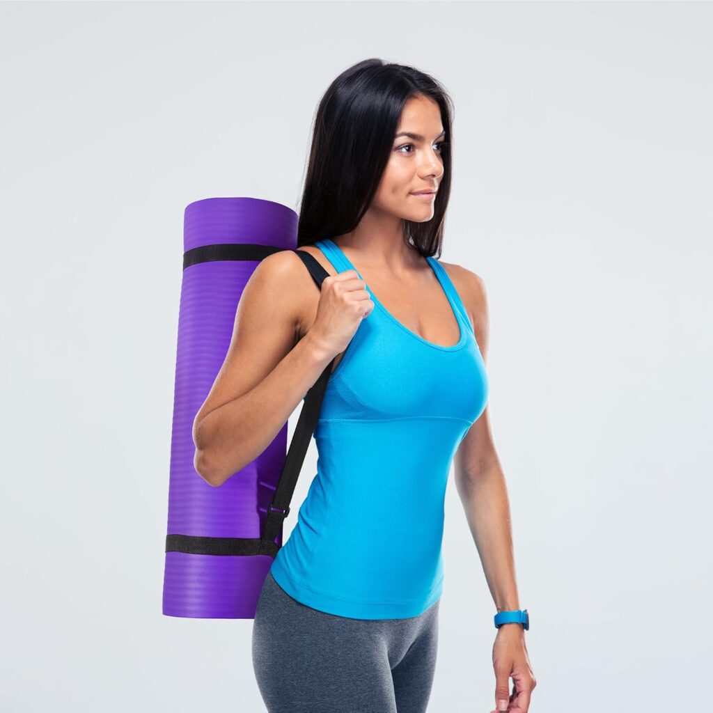 Purple BalanceFrom GoYoga All-Purpose Yoga Mat, 71 by 24 inches, 1/2-inch thick, double-sided, moisture-wicking