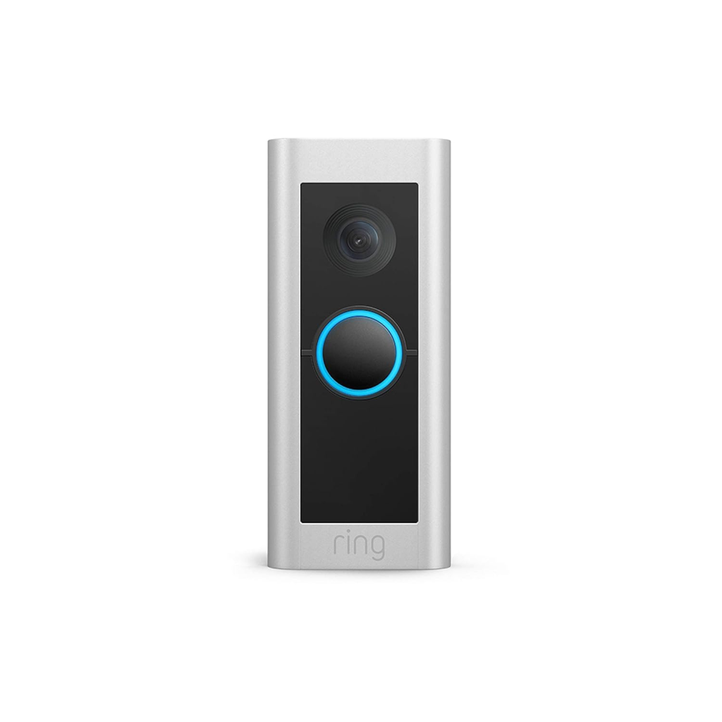 The sleek, hardwired Ring Video Doorbell Pro, a smart doorbell cam that provides clear video and package alerts.

