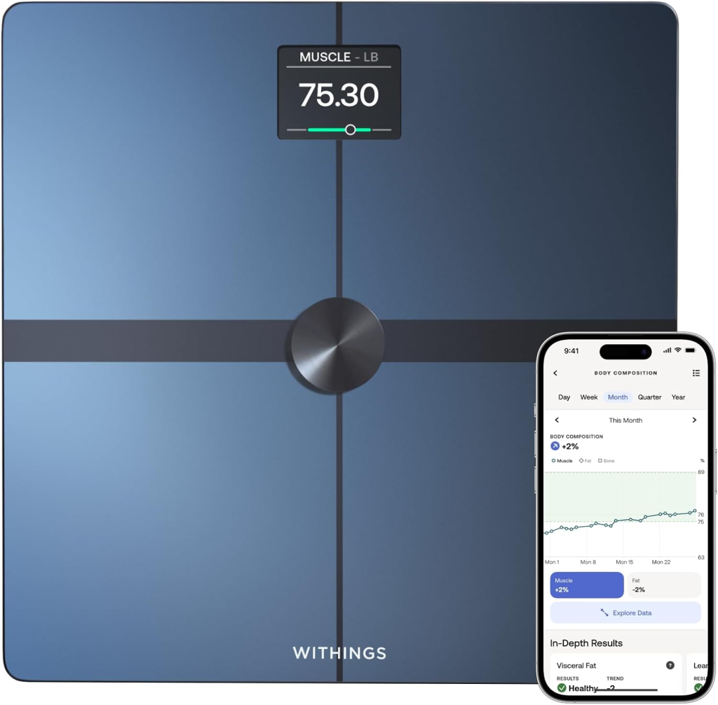 The Withings Body Comp, often considered the best smart bathroom scale for tracking health and body composition.